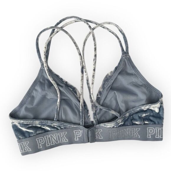 PINK Victoria’s Secret Crushed Velvet Bralette Blue Size Large - Picture 3 of 7